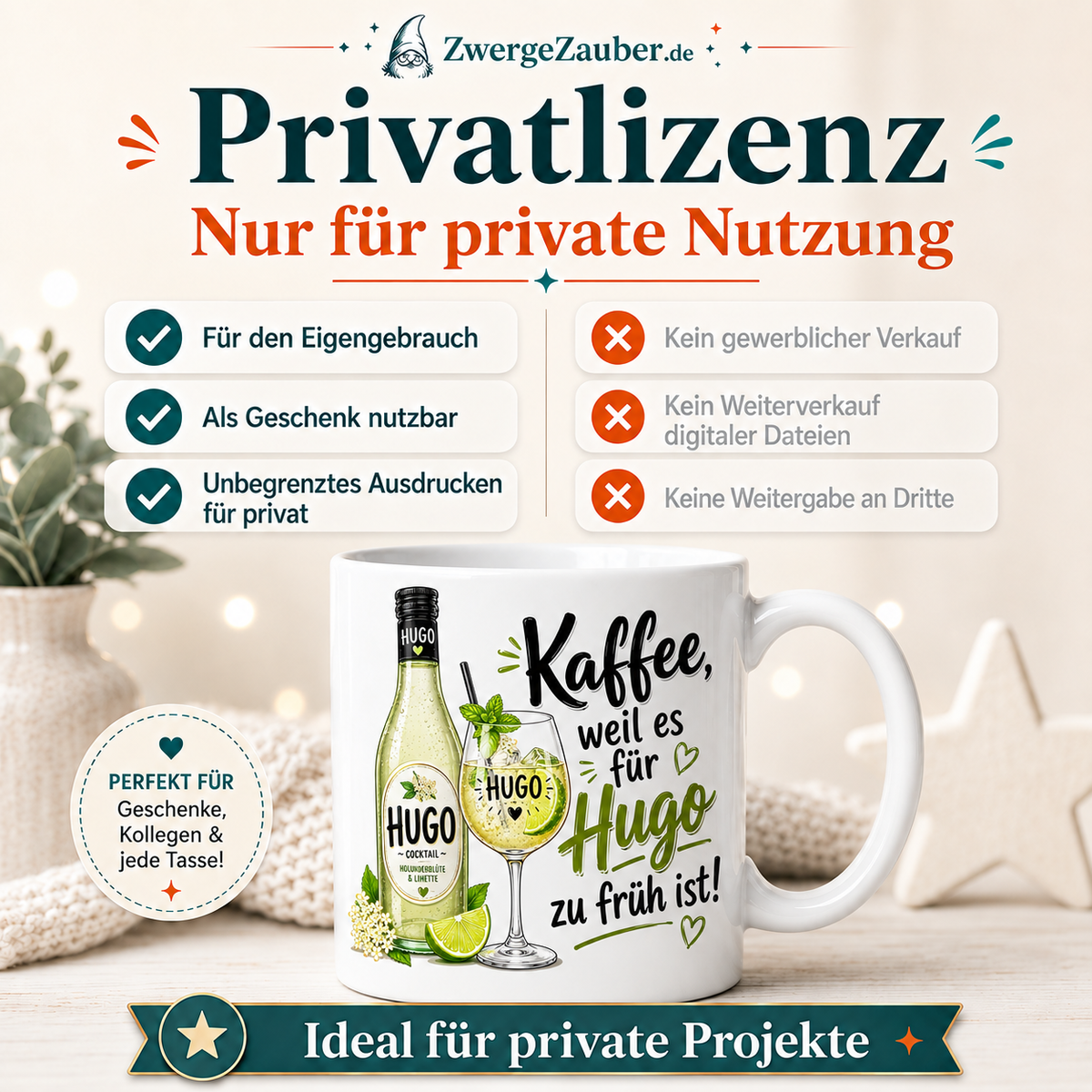 ZwergeZauber Tassendesign Kaffee, weil es für Hugo zu früh ist – Verkaufsbild 3
