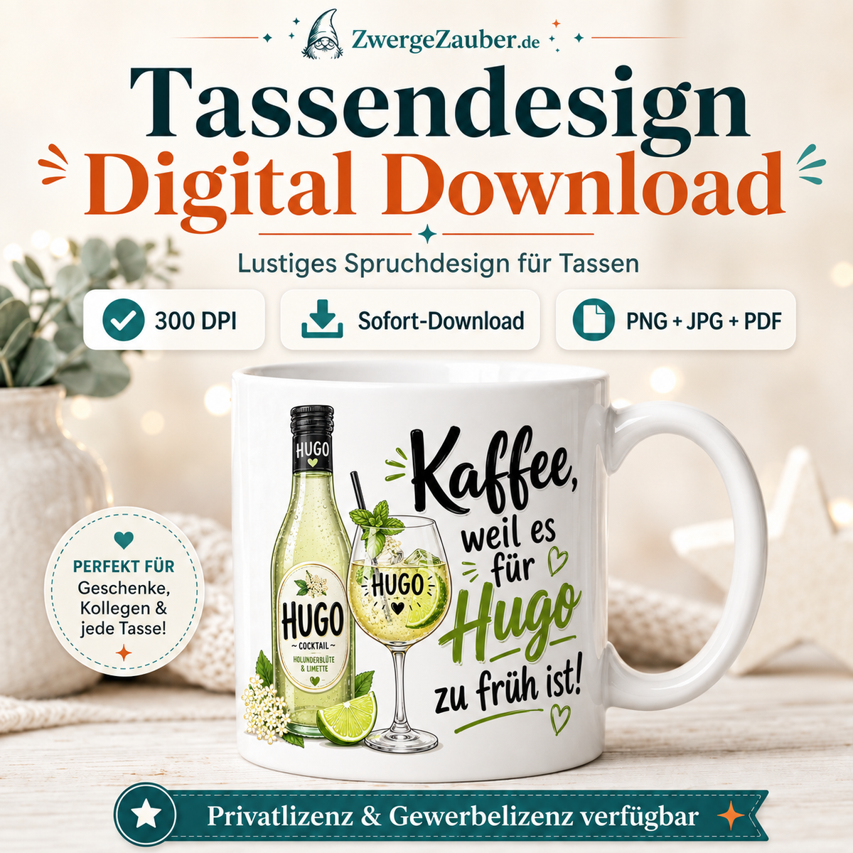 ZwergeZauber Tassendesign Kaffee, weil es für Hugo zu früh ist – Verkaufsbild 1