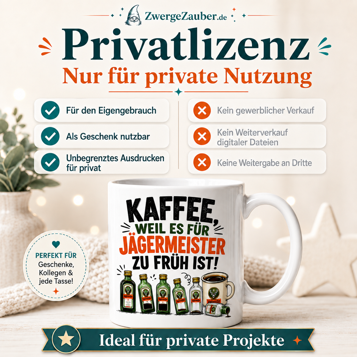 ZwergeZauber Tassendesign Kaffee weil es für Jägermeister zu früh ist – Verkaufsbild 3