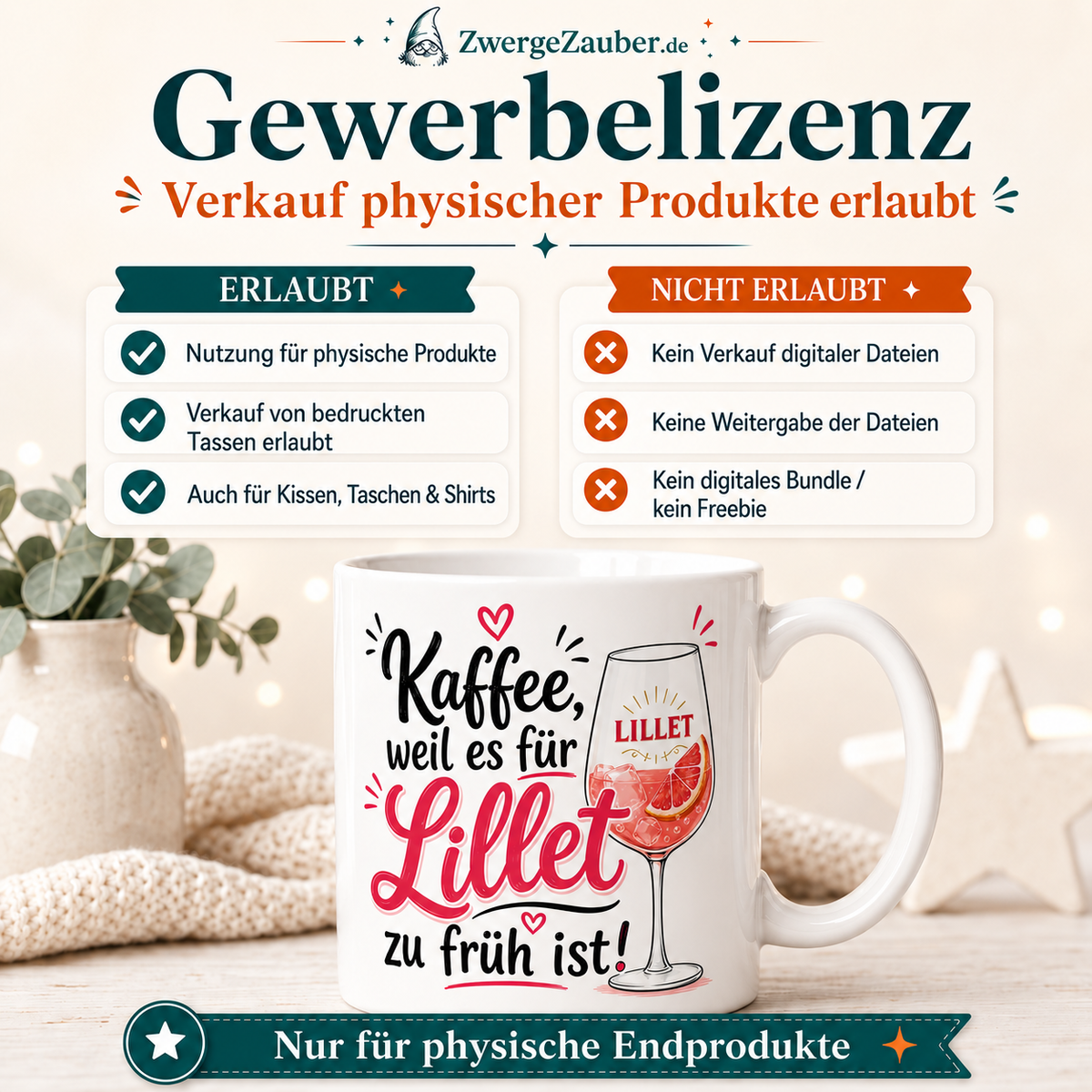 ZwergeZauber Tassendesign Kaffee weil es für Lillet zu früh ist – Verkaufsbild 4