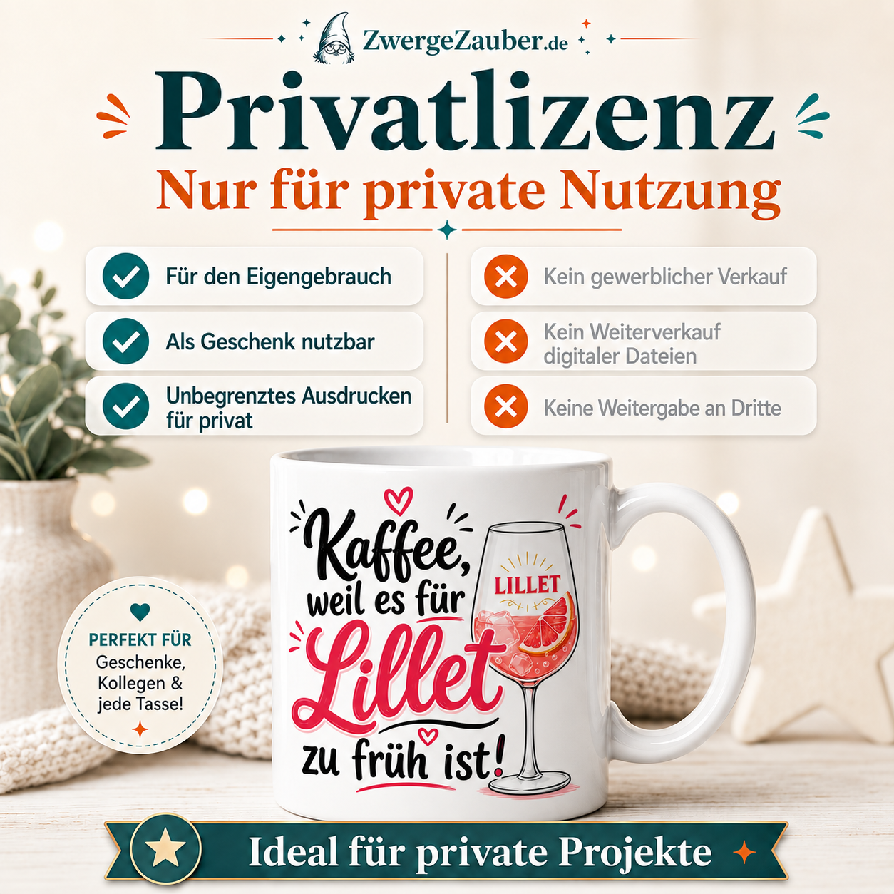 ZwergeZauber Tassendesign Kaffee weil es für Lillet zu früh ist – Verkaufsbild 3