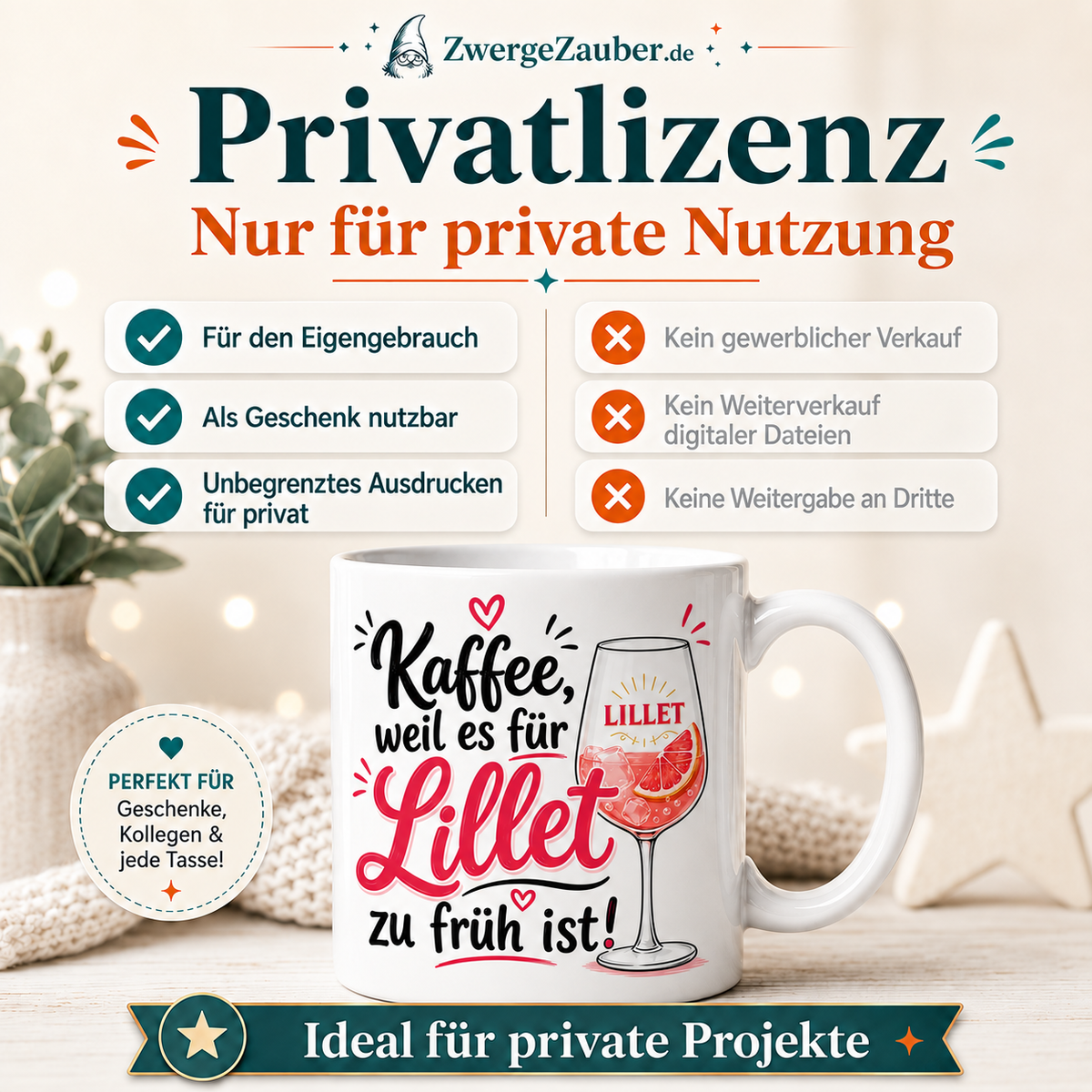 ZwergeZauber Tassendesign Kaffee weil es für Lillet zu früh ist – Verkaufsbild 3