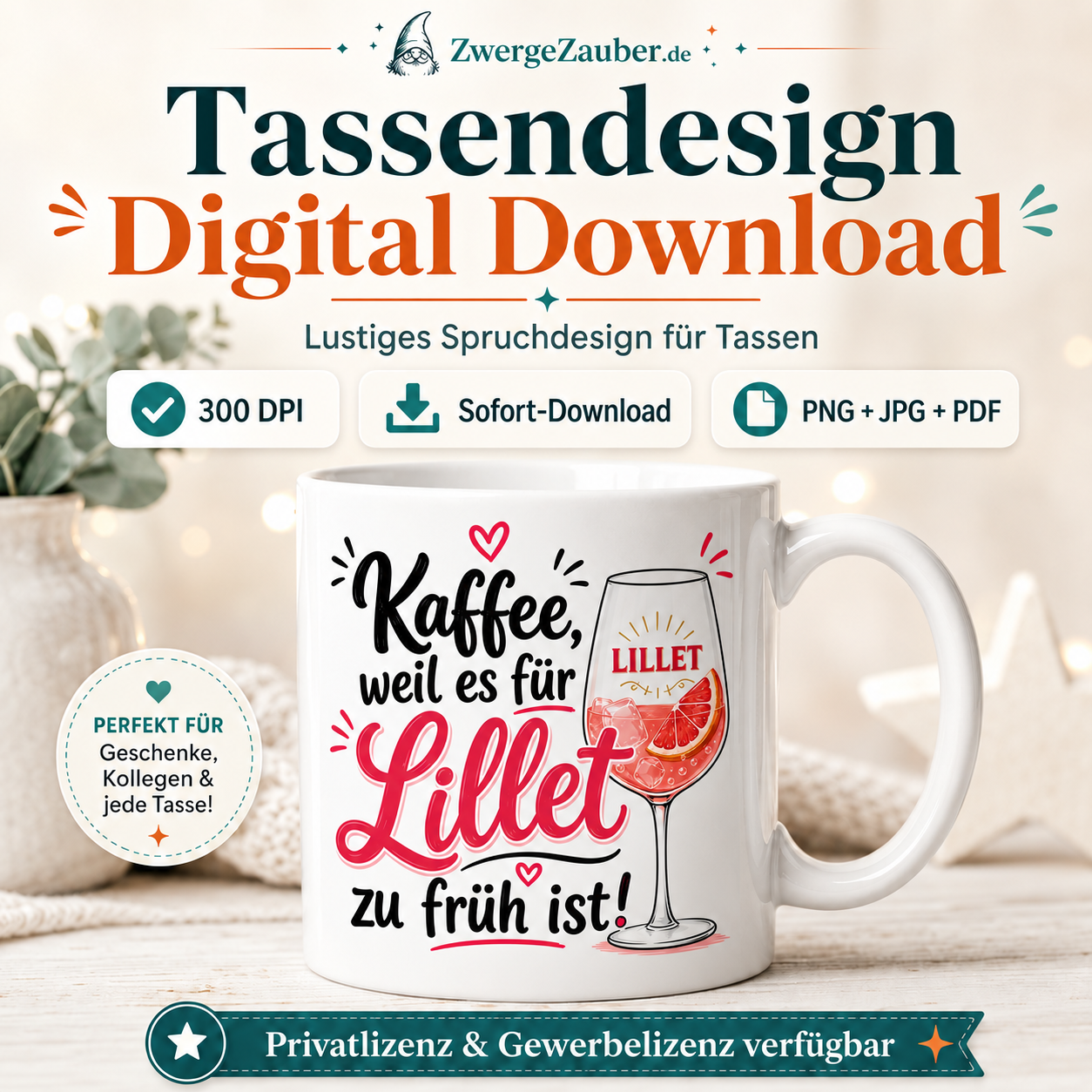 ZwergeZauber Tassendesign Kaffee weil es für Lillet zu früh ist – Verkaufsbild 1