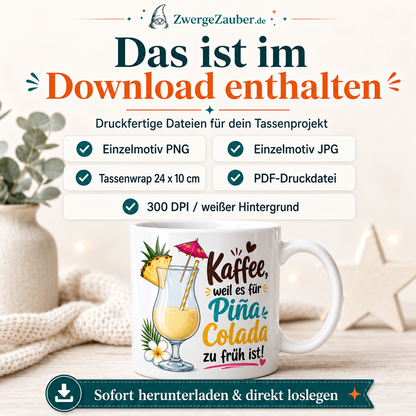 ZwergeZauber Tassendesign Kaffee weil es für Piña Colada zu früh ist – Verkaufsbild 2