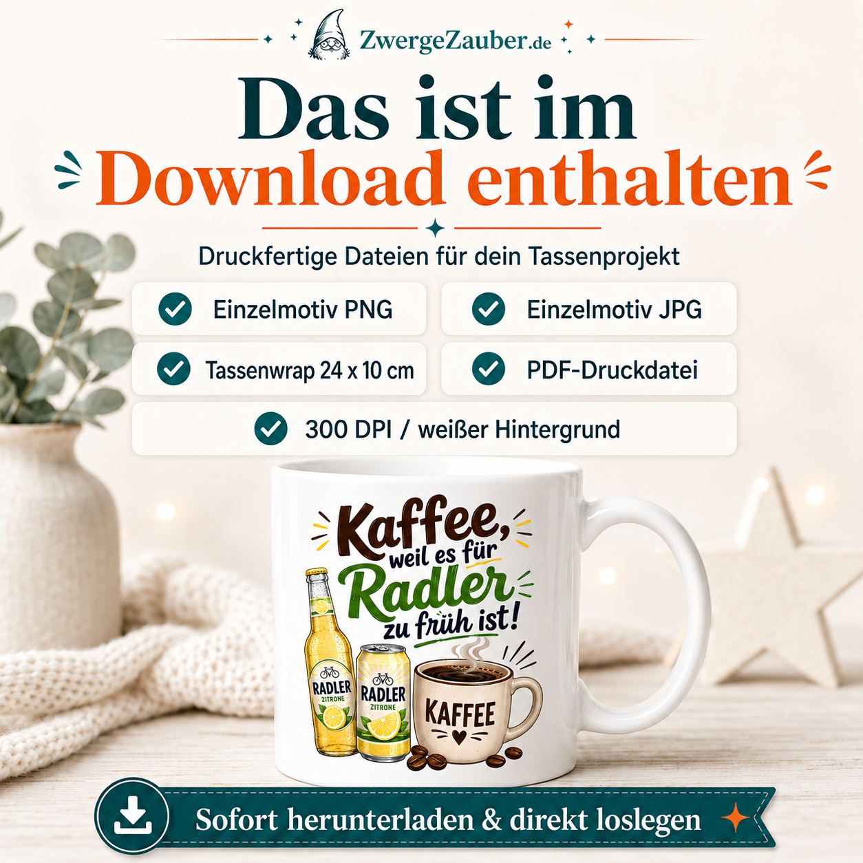 ZwergeZauber Tassendesign Kaffee, weil es für Radler zu früh ist! – Verkaufsbild 2