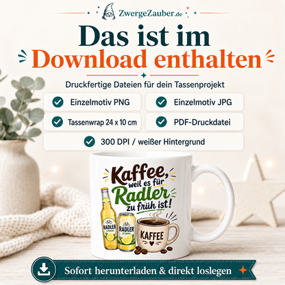 ZwergeZauber Tassendesign Kaffee, weil es für Radler zu früh ist! – Verkaufsbild 2