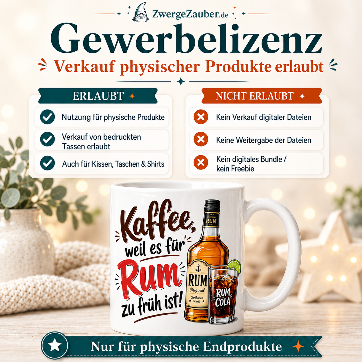 ZwergeZauber Tassendesign Kaffee, weil es für Rum zu früh ist! – Verkaufsbild 4