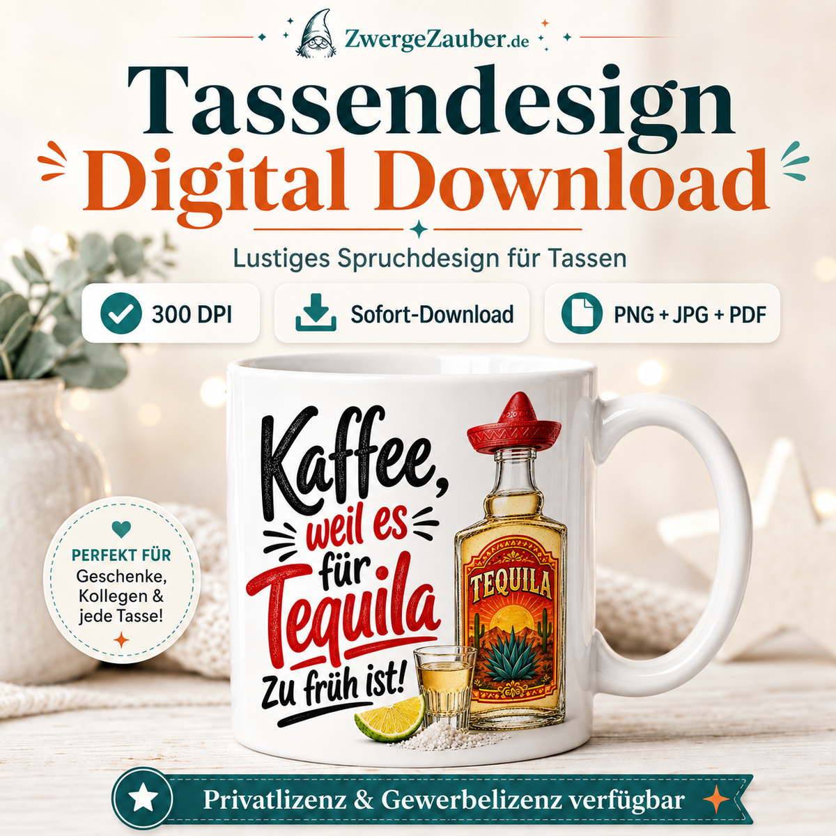 ZwergeZauber Tassendesign Kaffee, weil es für Tequila zu früh ist – Verkaufsbild 1