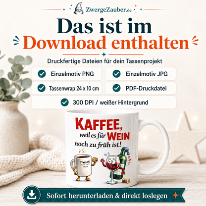 ZwergeZauber Tassendesign Kaffee, weil es für Wein noch zu früh ist! – Verkaufsbild 4