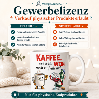 ZwergeZauber Tassendesign Kaffee, weil es für Wein noch zu früh ist! – Verkaufsbild 4