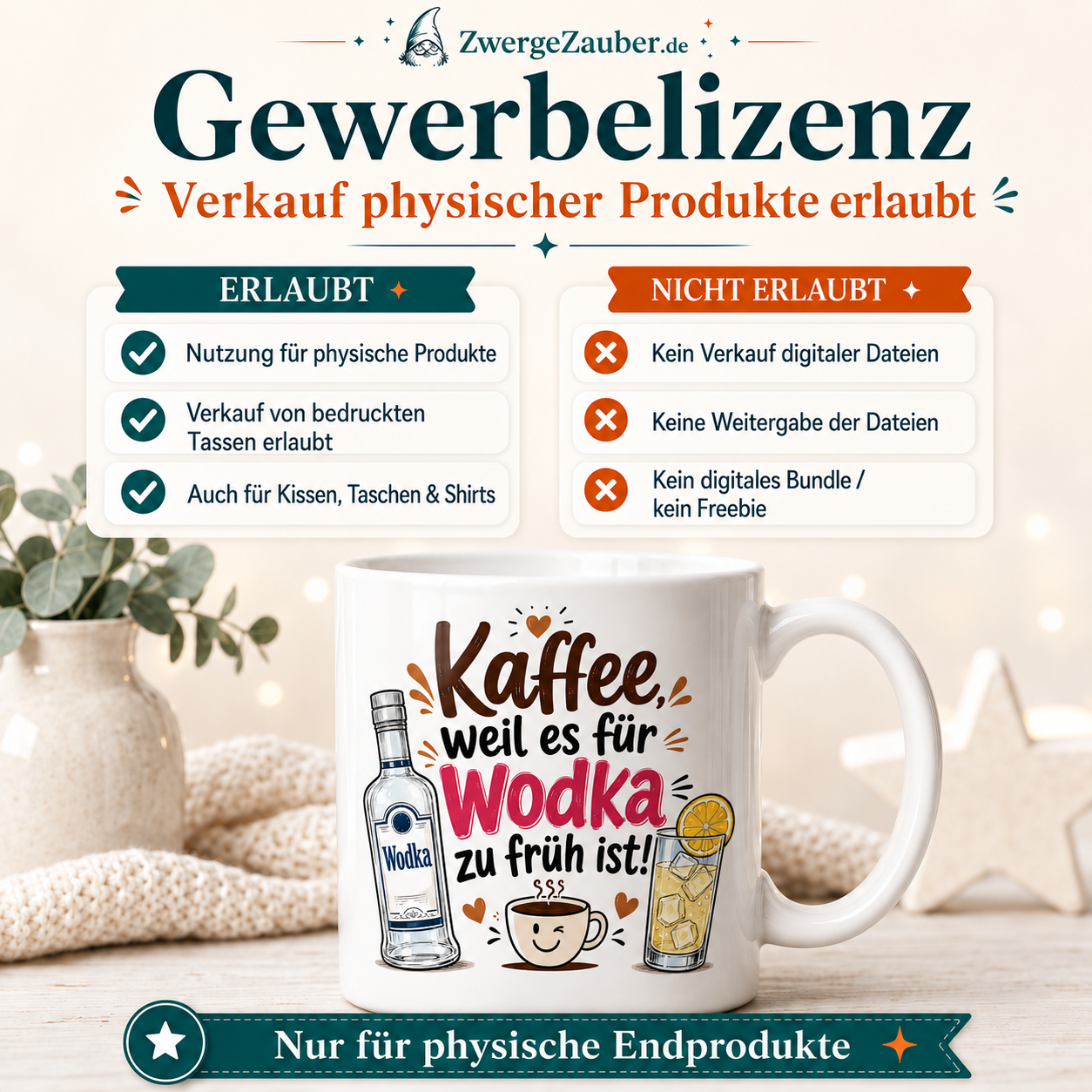 ZwergeZauber Tassendesign Kaffee, weil es für Wodka zu früh ist! – Verkaufsbild 4