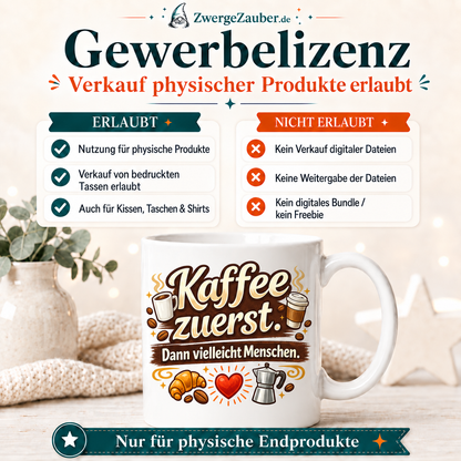ZwergeZauber Tassendesign Kaffee zuerst. Dann vielleicht Menschen. – Verkaufsbild 4