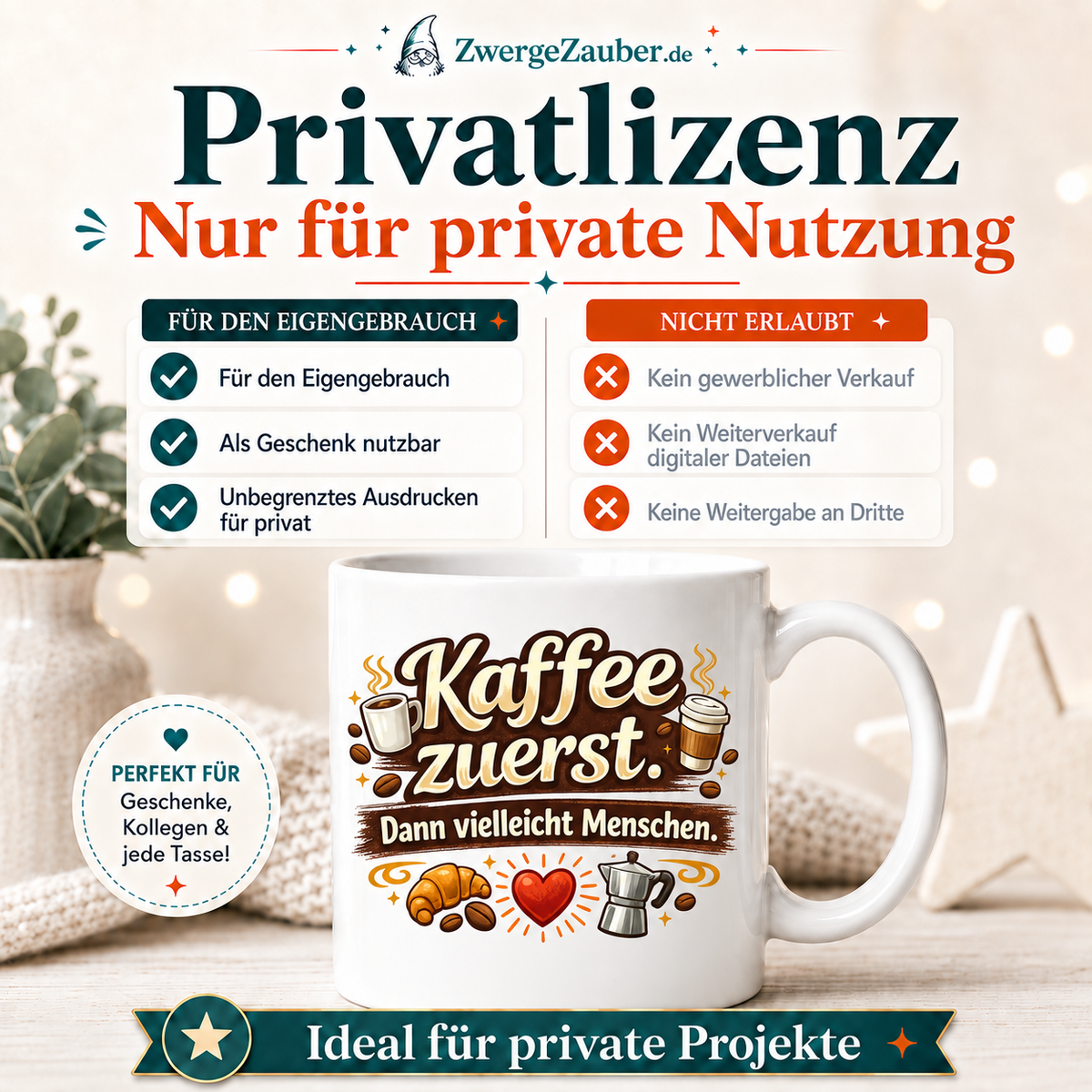 ZwergeZauber Tassendesign Kaffee zuerst. Dann vielleicht Menschen. – Verkaufsbild 3