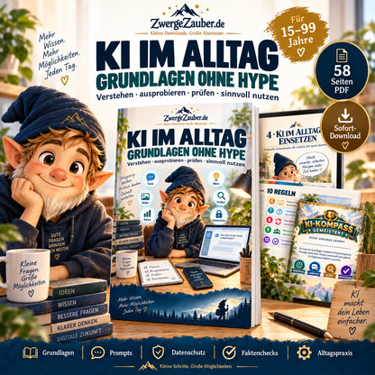 KI im Alltag – Grundlagen ohne Hype, 58-seitiges PDF für Jugendliche und Erwachsene von ZwergeZauber