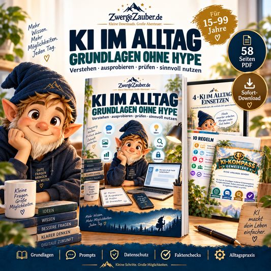 KI im Alltag – Grundlagen ohne Hype, 58-seitiges PDF für Jugendliche und Erwachsene von ZwergeZauber