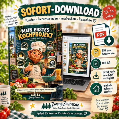 Mein erstes Kochprojekt als PDF zum Sofort-Download und Ausdrucken für Kinder von 10 bis 14 Jahren