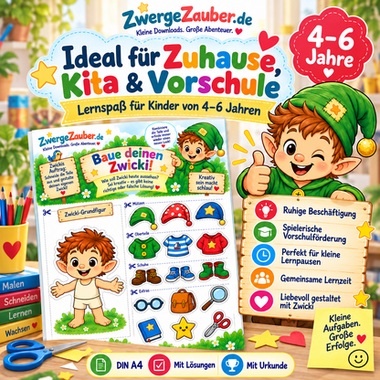 Lernspiele zum Ausschneiden für Kindergarten, Kita und Vorschule – spielerische Beschäftigung für Kinder von 4 bis 6 Jahren