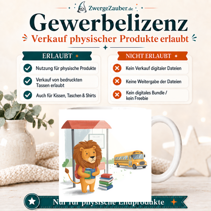 ZwergeZauber Tassendesign Löwe an der Schulbushaltestelle – Verkaufsbild 4