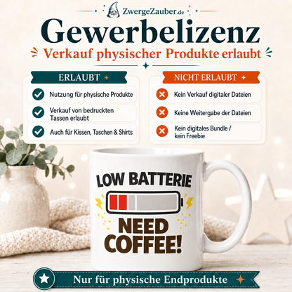 ZwergeZauber Tassendesign Low Batterie Need Coffee – Verkaufsbild 4