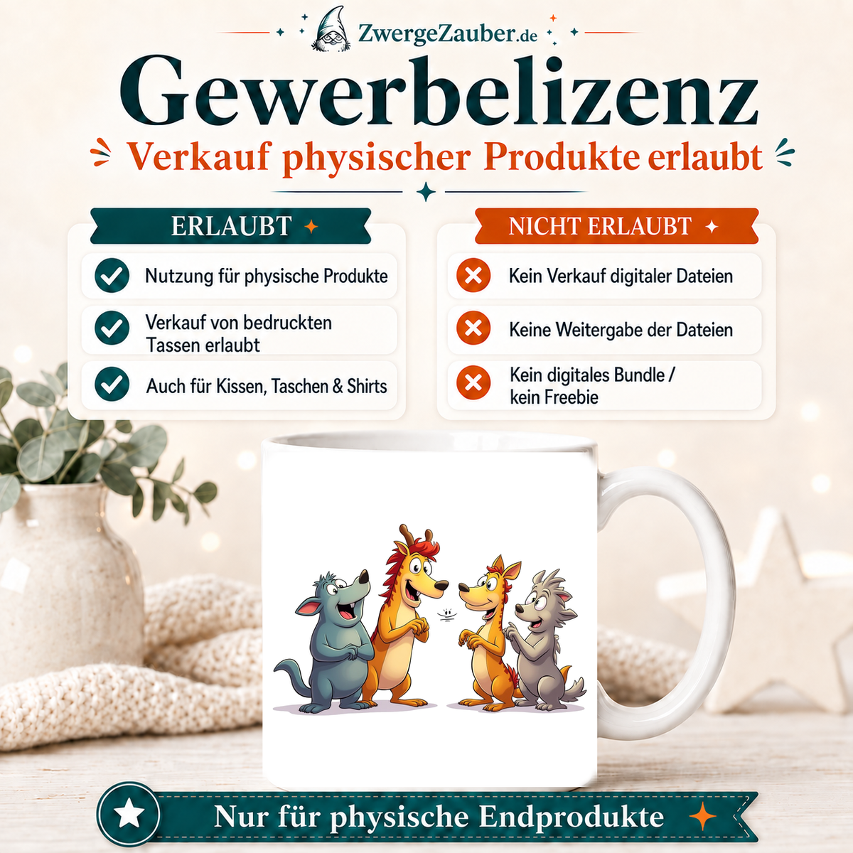 ZwergeZauber Tassendesign Lustige magische Tierfreunde – Verkaufsbild 4