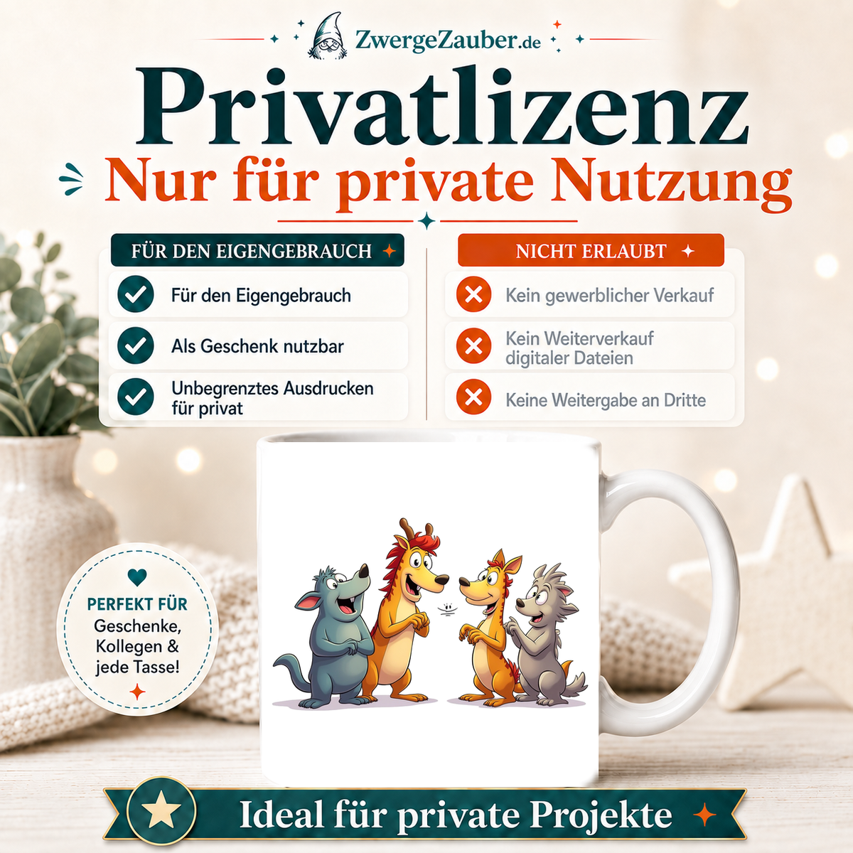 ZwergeZauber Tassendesign Lustige magische Tierfreunde – Verkaufsbild 3