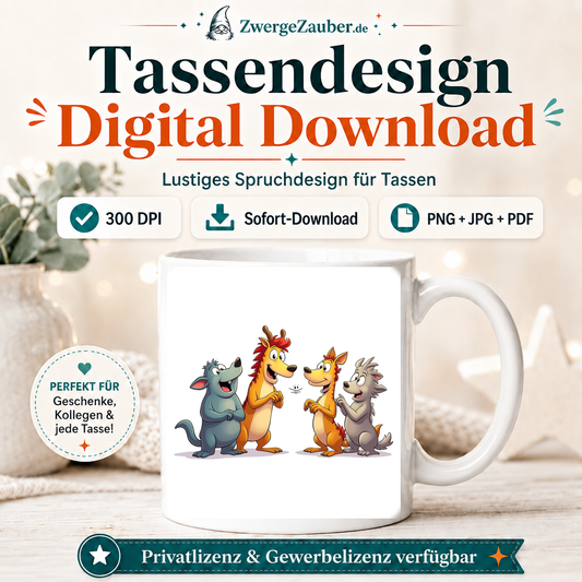 ZwergeZauber Tassendesign Lustige magische Tierfreunde – Verkaufsbild 1