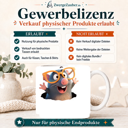 ZwergeZauber Tassendesign Lustiger Maulwurf mit Brille – Verkaufsbild 4