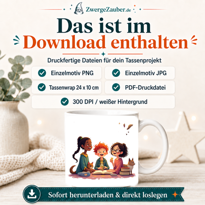 ZwergeZauber Tassendesign Magische Tierfreunde beim Lernen – Verkaufsbild 2