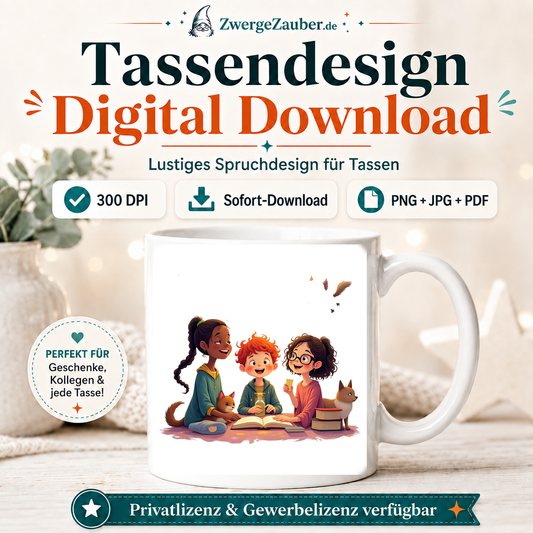 ZwergeZauber Tassendesign Magische Tierfreunde beim Lernen – Verkaufsbild 1