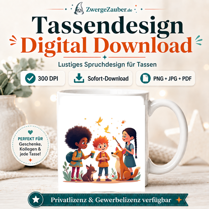 ZwergeZauber Tassendesign Magische Tierfreunde mit Fuchs – Verkaufsbild 1