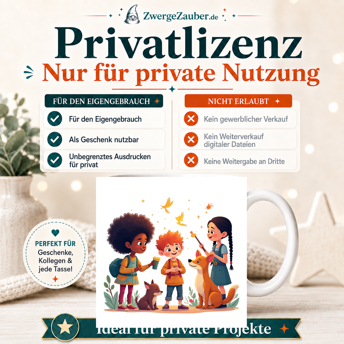 ZwergeZauber Tassendesign Magische Tierfreunde mit Fuchs – Verkaufsbild 3