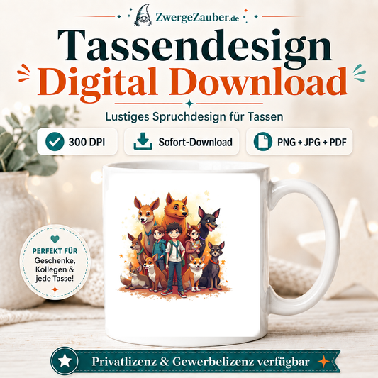 ZwergeZauber Tassendesign Magische Tierfreunde Grosses Rudel – Verkaufsbild 1