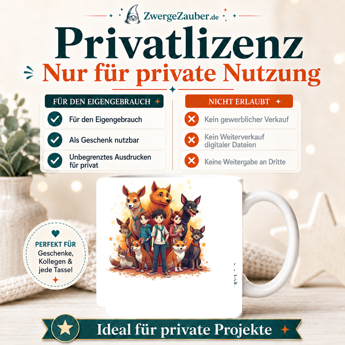 ZwergeZauber Tassendesign Magische Tierfreunde Grosses Rudel – Verkaufsbild 3