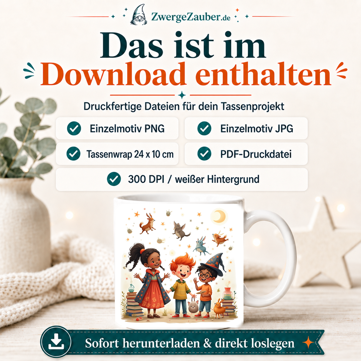 ZwergeZauber Tassendesign Magische Tierfreunde und Zauberkinder – Verkaufsbild 2
