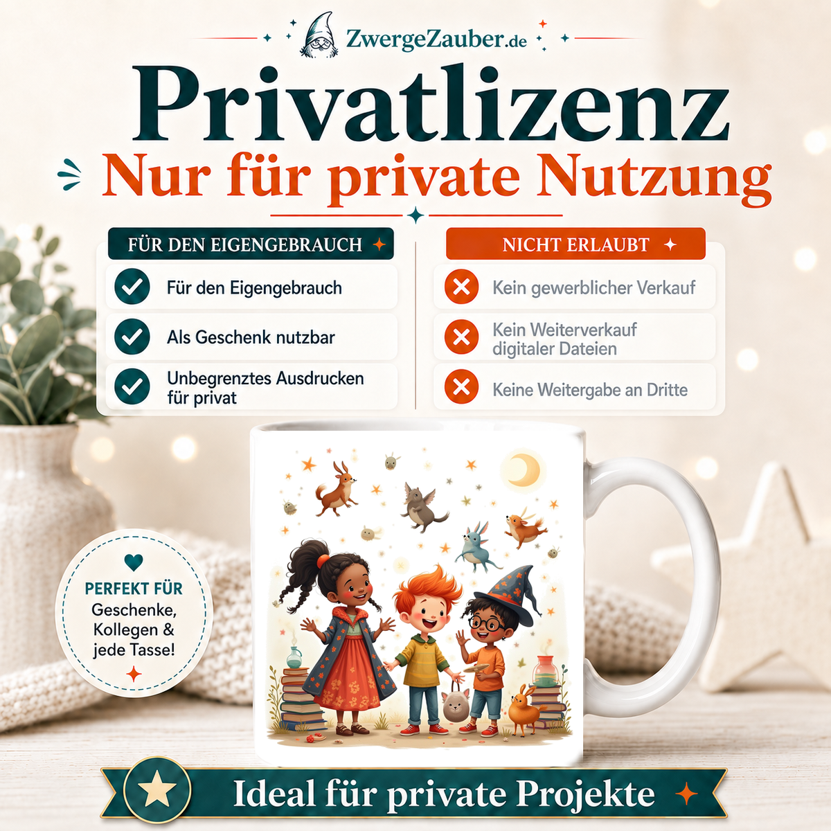 ZwergeZauber Tassendesign Magische Tierfreunde und Zauberkinder – Verkaufsbild 3