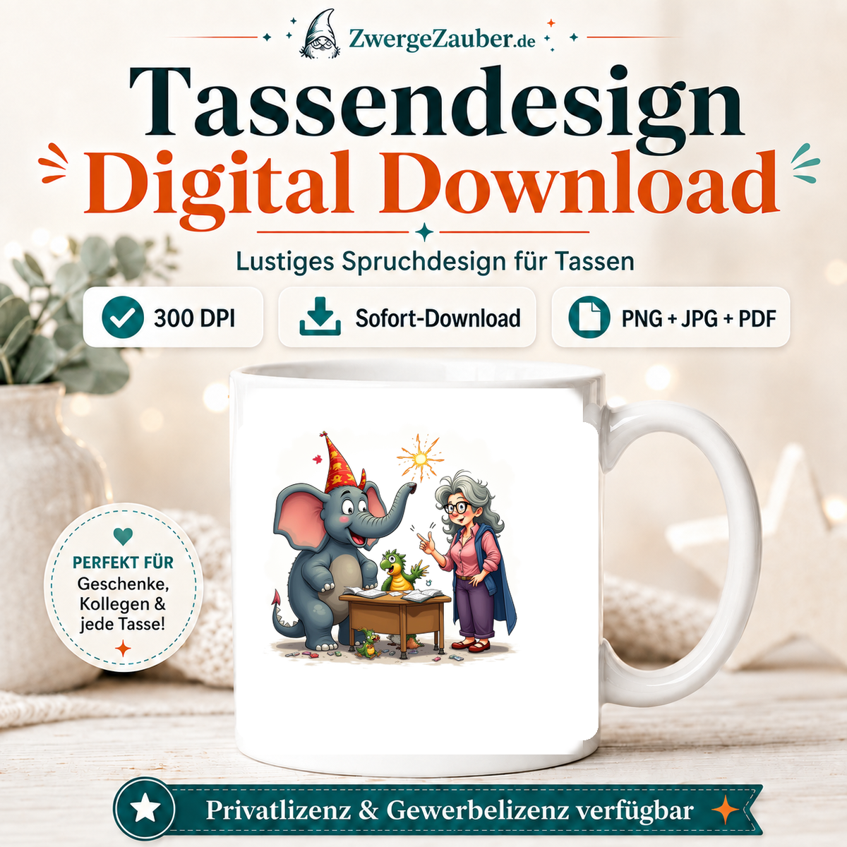ZwergeZauber Tassendesign Magische Tierfreunde Zauberschule – Verkaufsbild 1