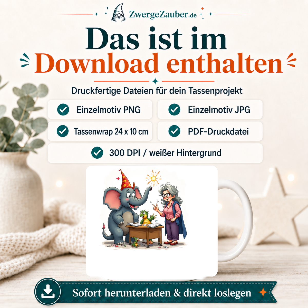 ZwergeZauber Tassendesign Magische Tierfreunde Zauberschule – Verkaufsbild 2