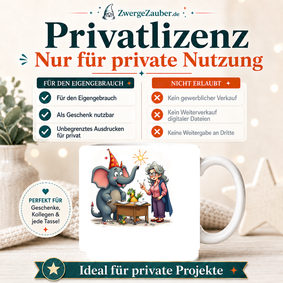 ZwergeZauber Tassendesign Magische Tierfreunde Zauberschule – Verkaufsbild 3