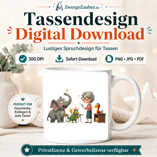 ZwergeZauber Tassendesign Magische Tierklasse mit Lehrerin – Verkaufsbild 1