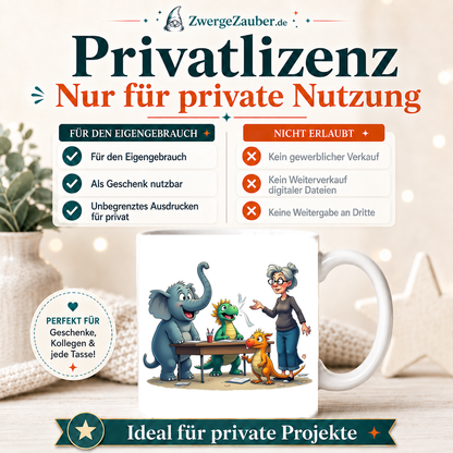 ZwergeZauber Tassendesign Magischer Unterricht mit Elefant und Drachen  – Verkaufsbild 3