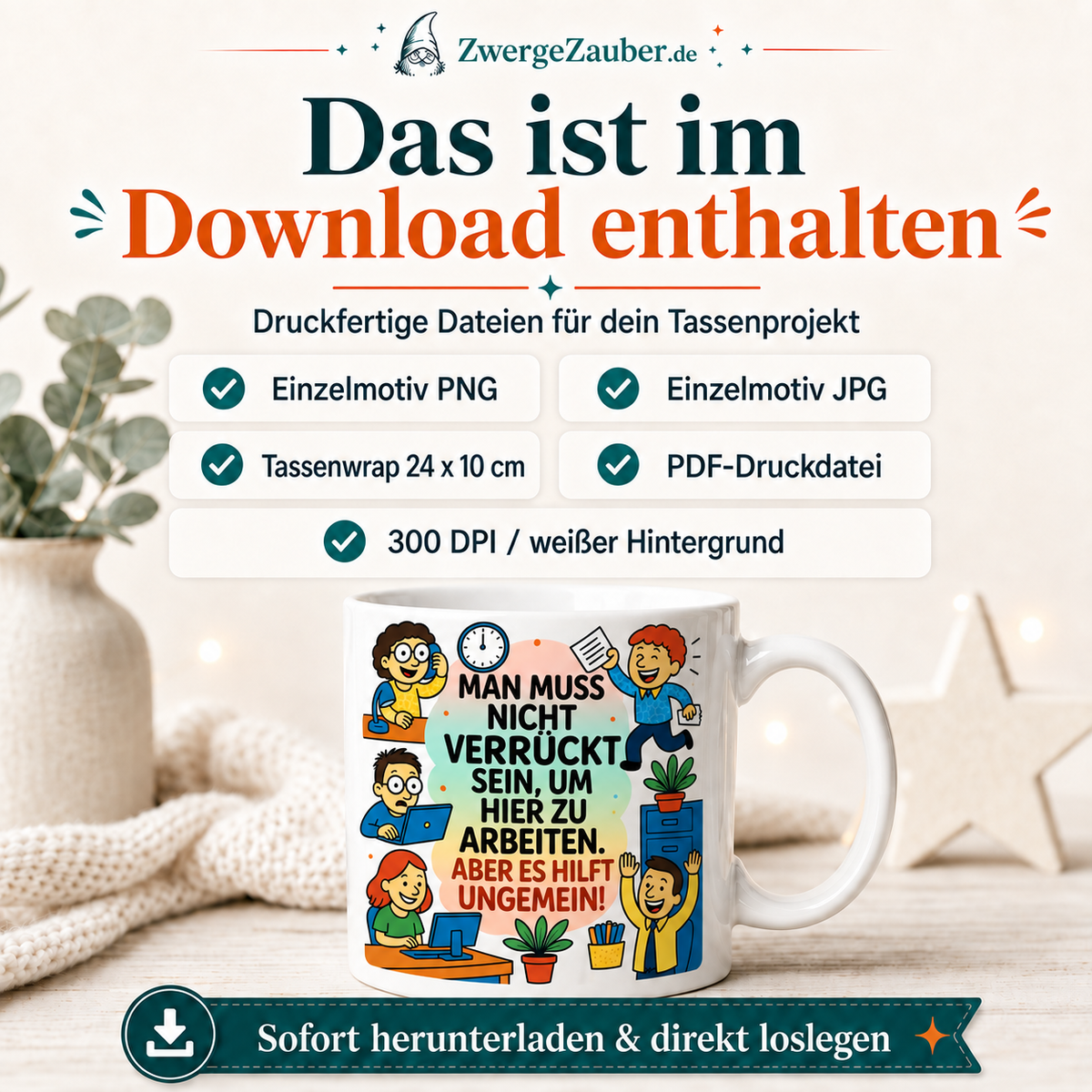 ZwergeZauber Tassendesign Man muss nicht verrückt sein  – Verkaufsbild 2