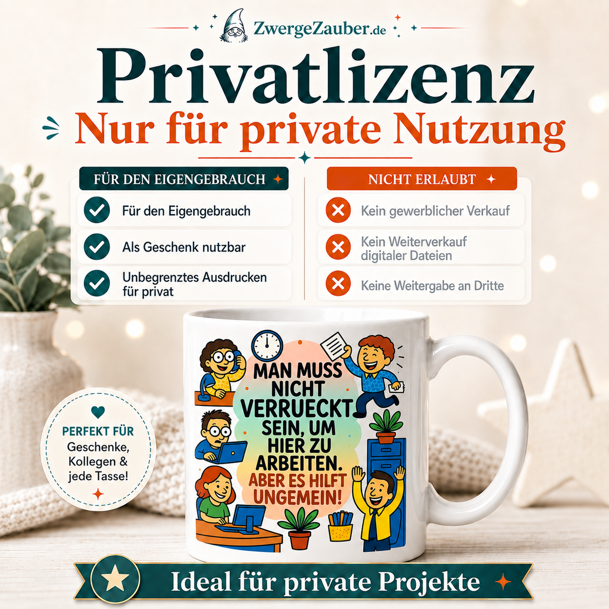 ZwergeZauber Tassendesign Man muss nicht verrückt sein  – Verkaufsbild 3