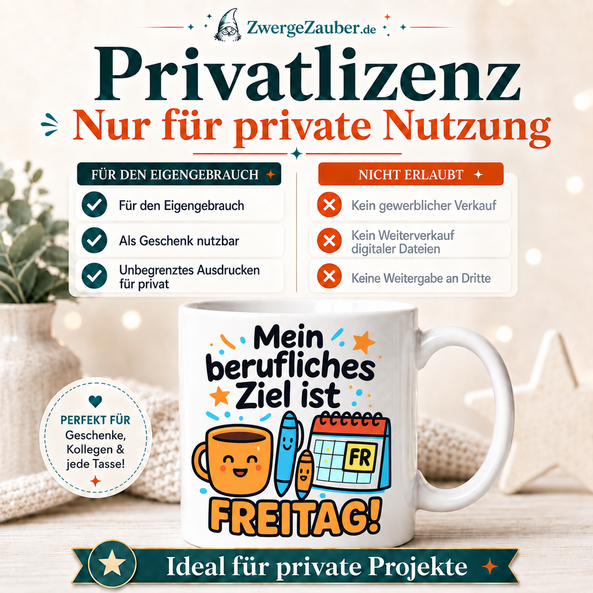 ZwergeZauber Tassendesign Mein berufliches Ziel ist Freitag – Verkaufsbild 3