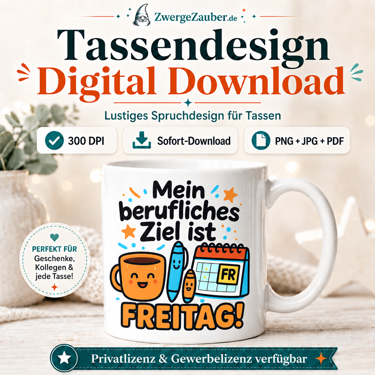 ZwergeZauber Tassendesign Mein berufliches Ziel ist Freitag – Verkaufsbild 1