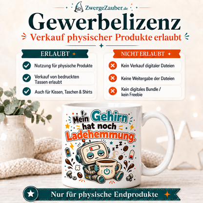 ZwergeZauber Tassendesign Mein Gehirn hat noch Ladehemmung – Verkaufsbild 4