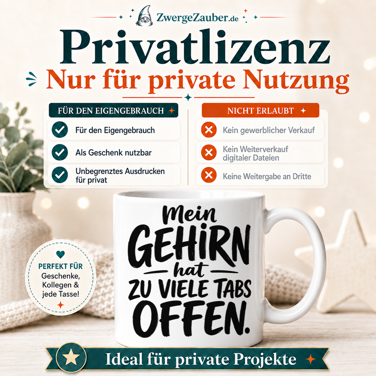ZwergeZauber Tassendesign Mein Gehirn hat zu viele Tabs offen  – Verkaufsbild 3