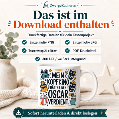 ZwergeZauber Tassendesign Mein Kopfkino hätte einen Oscar verdient  – Verkaufsbild 2