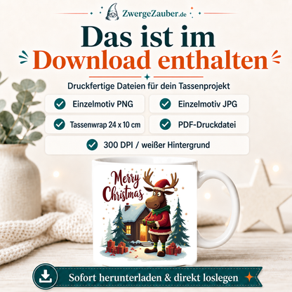 ZwergeZauber Tassendesign Merry Christmas Elch mit Geschenken – Verkaufsbild 2