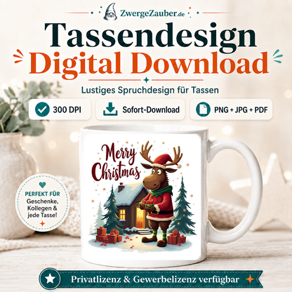 ZwergeZauber Tassendesign Merry Christmas Elch mit Geschenken – Verkaufsbild 1