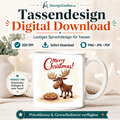 ZwergeZauber Tassendesign Merry Christmas Elch mit Plätzchen – Verkaufsbild 1